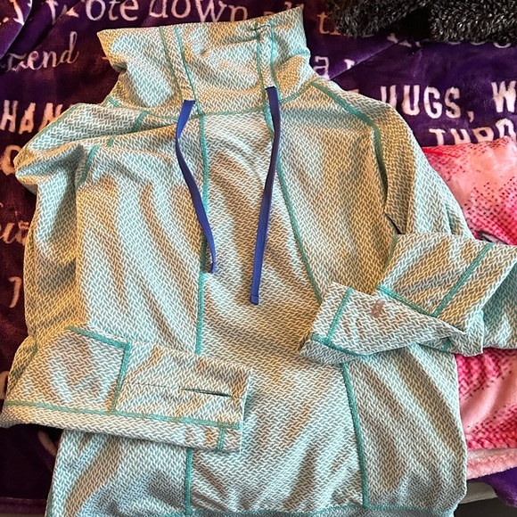Avalanche Teal and White Patterned Hoodie - Picture 1 of 2